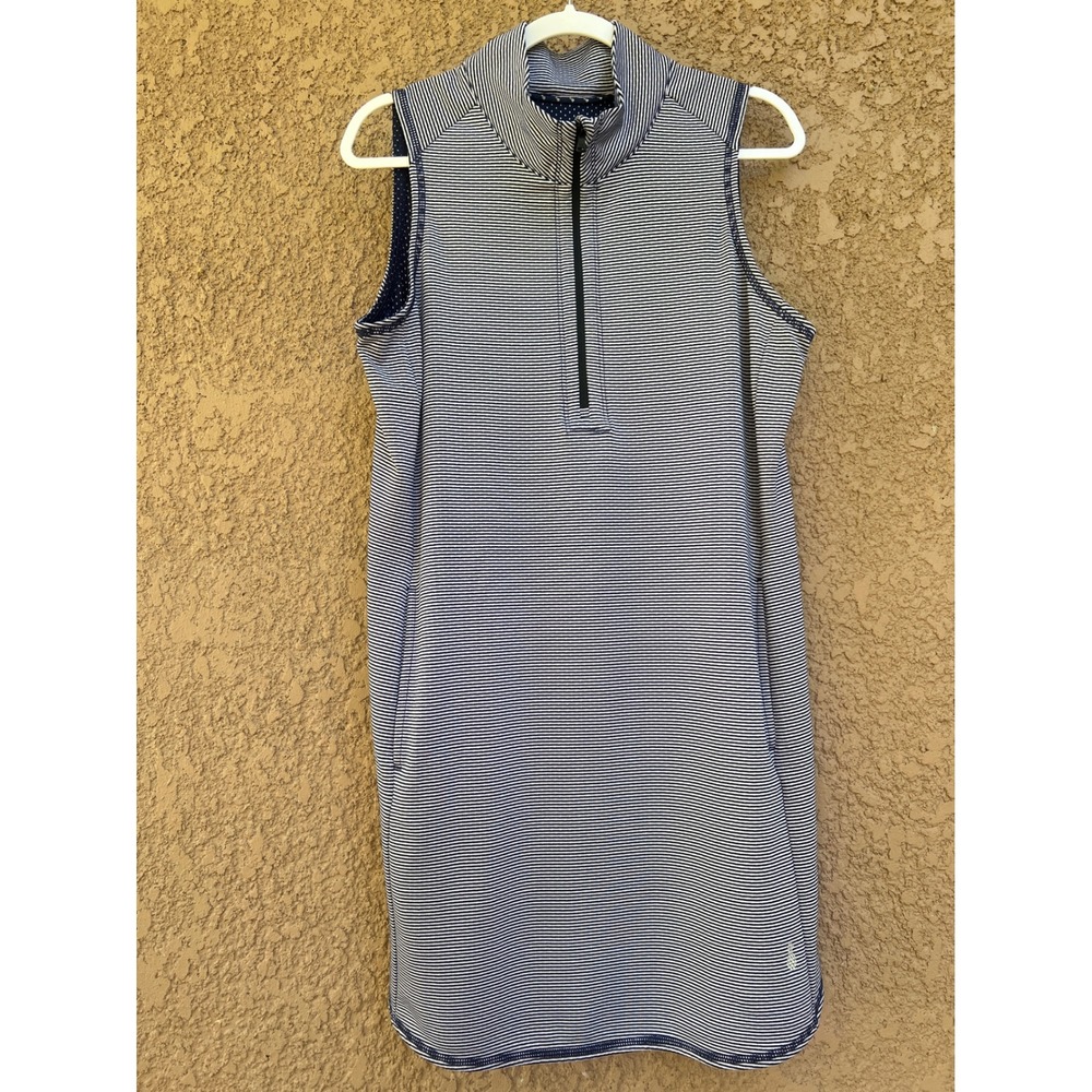 Tommy Bahama Dress w Pockets L Navy White Stripe Island Zone Preppy Activewear